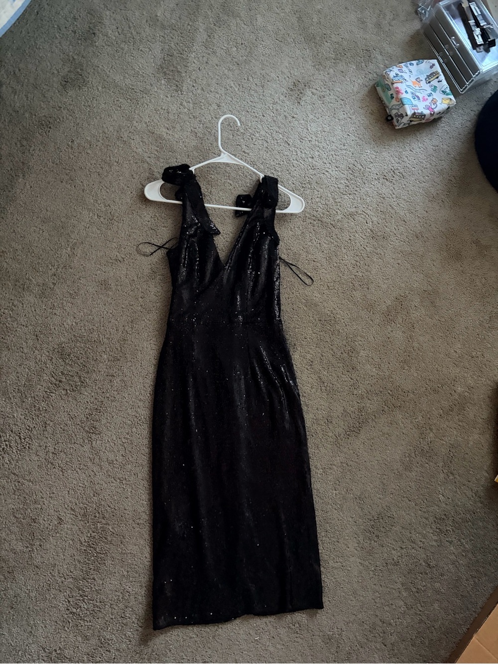Dress the Population Black Sequin Midi Dress
